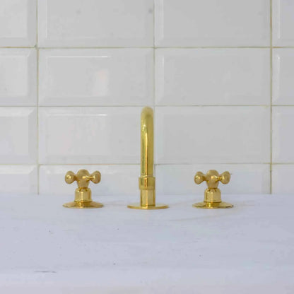 Unlacquered Brass Widespread Bathroom Faucet | 3-Hole 2-Handle Sink Tap | Luxury Vanity Fixture – HANSA HANDICRAFT