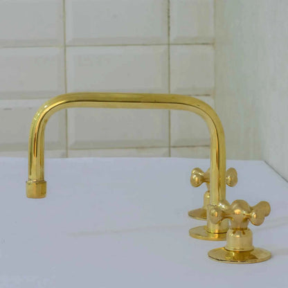Unlacquered Brass Widespread Bathroom Faucet | 3-Hole 2-Handle Sink Tap | Luxury Vanity Fixture – HANSA HANDICRAFT