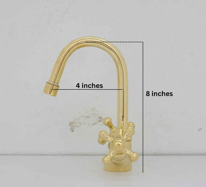 Unlacquered Brass Mixer Faucet | Single Hole Lever Handle Tap | Compact Short Bathroom Faucet – HANSA HANDICRAFT