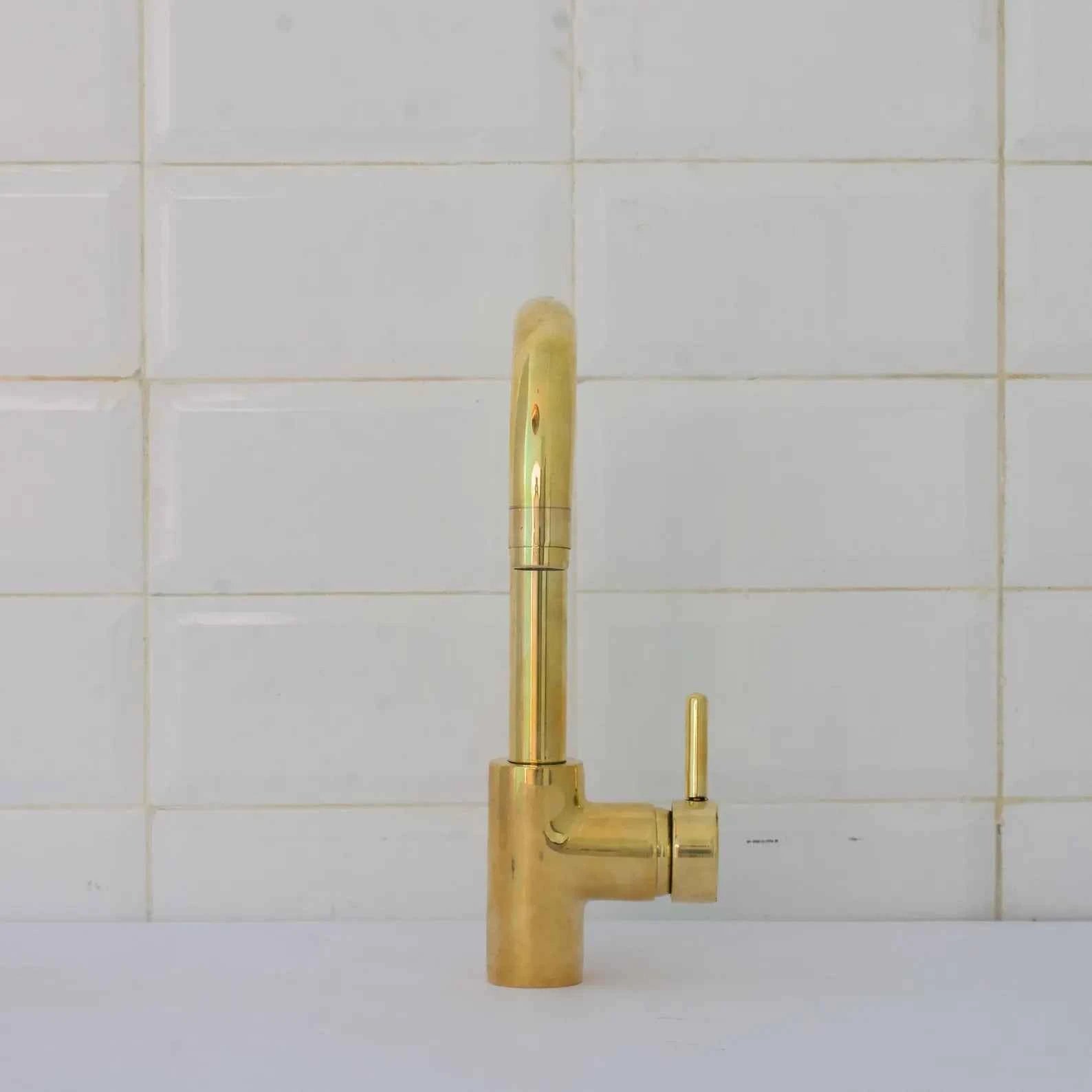 Handcrafted Unlacquered Brass Bathroom Faucet | Short Single Hole Mixer Tap – HANSA HANDICRAFT