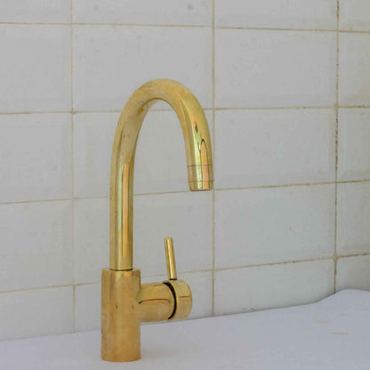 Handcrafted Unlacquered Brass Bathroom Faucet | Short Single Hole Mixer Tap – HANSA HANDICRAFT