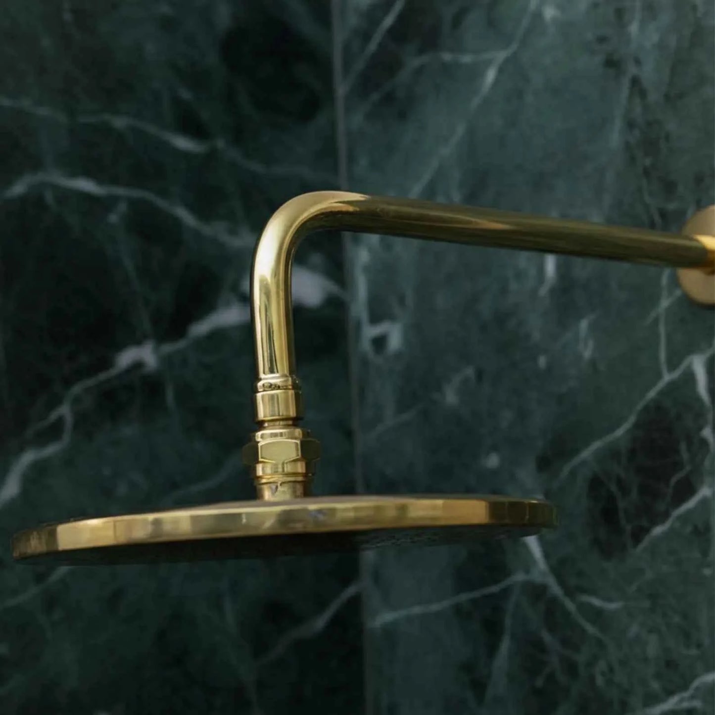 Solid Brass Shower Head and Arm Set – Unlacquered Round Rainfall Fixture for Bathroom | HANSA HANDICRAFT