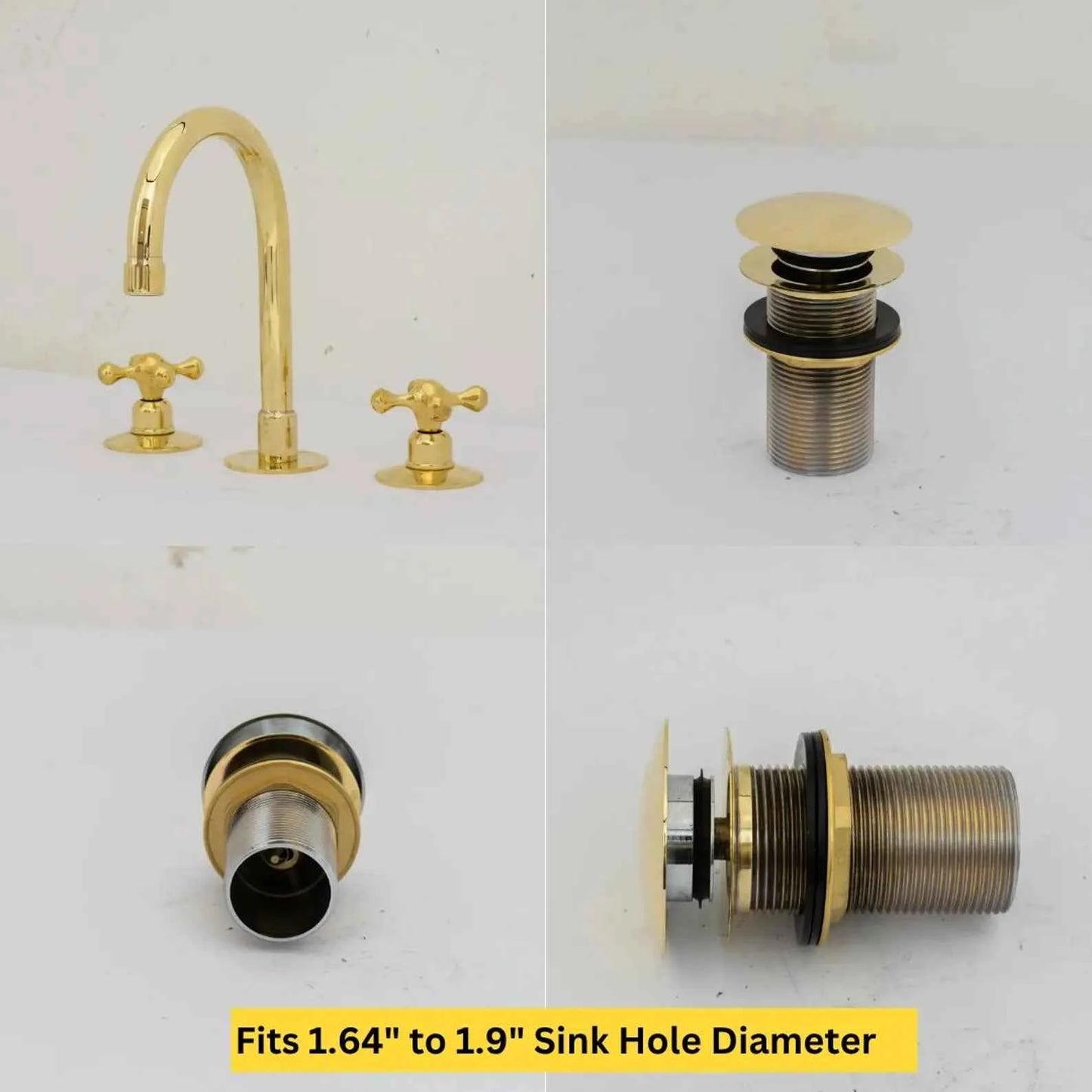 Widespread 3-Hole Solid Unlacquered Brass Faucet | Deck Mount Vanity Sink Faucet | Antique Brass Bathroom Tap – HANSA HANDICRAFT