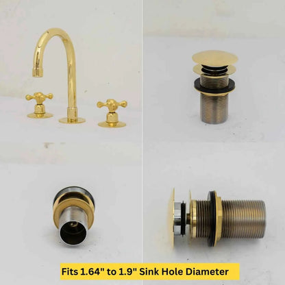 Widespread 3-Hole Solid Unlacquered Brass Faucet | Deck Mount Vanity Sink Faucet | Antique Brass Bathroom Tap – HANSA HANDICRAFT