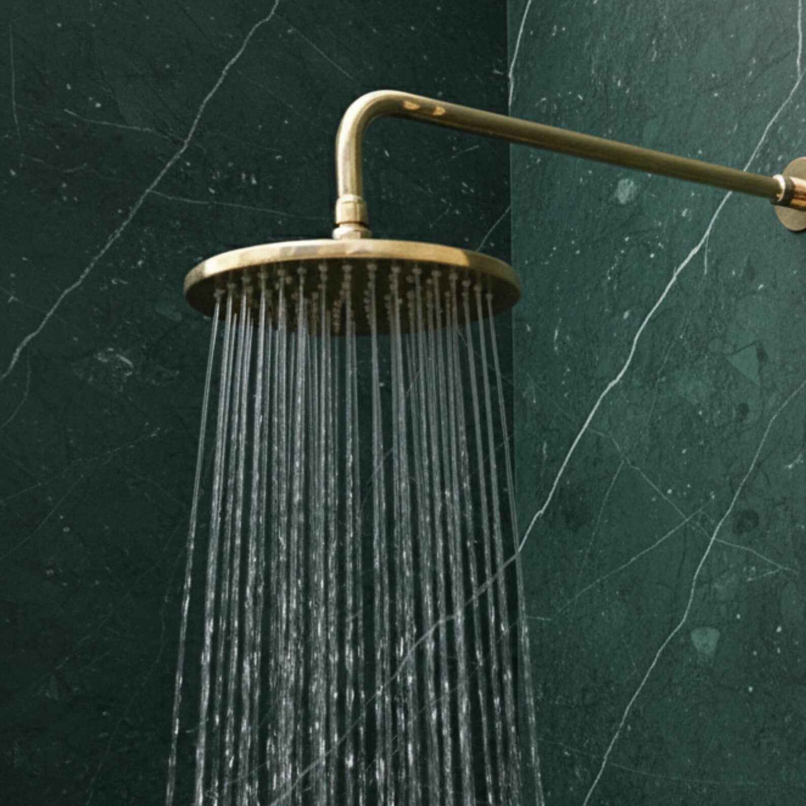 Unlacquered Solid Brass Rainfall Shower Head & Arm Set | Round Bathroom Shower Fixture – HANSA HANDICRAFT