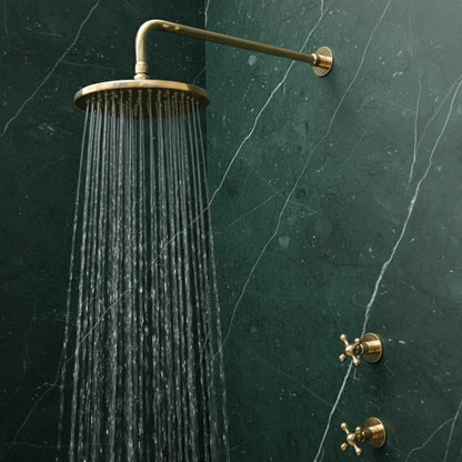 Unlacquered Solid Brass Rainfall Shower Head & Arm Set | Round Bathroom Shower Fixture – HANSA HANDICRAFT