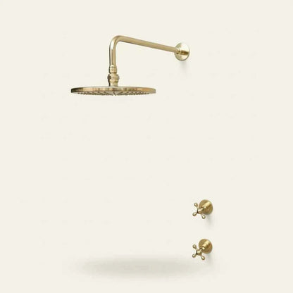 Solid Brass Shower Head and Arm Set – Unlacquered Round Rainfall Fixture for Bathroom | HANSA HANDICRAFT