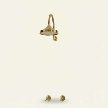 Unlacquered Solid Brass Shower Head and Arm – Round Rainfall Bathroom Shower Set | HANSA HANDICRAFT