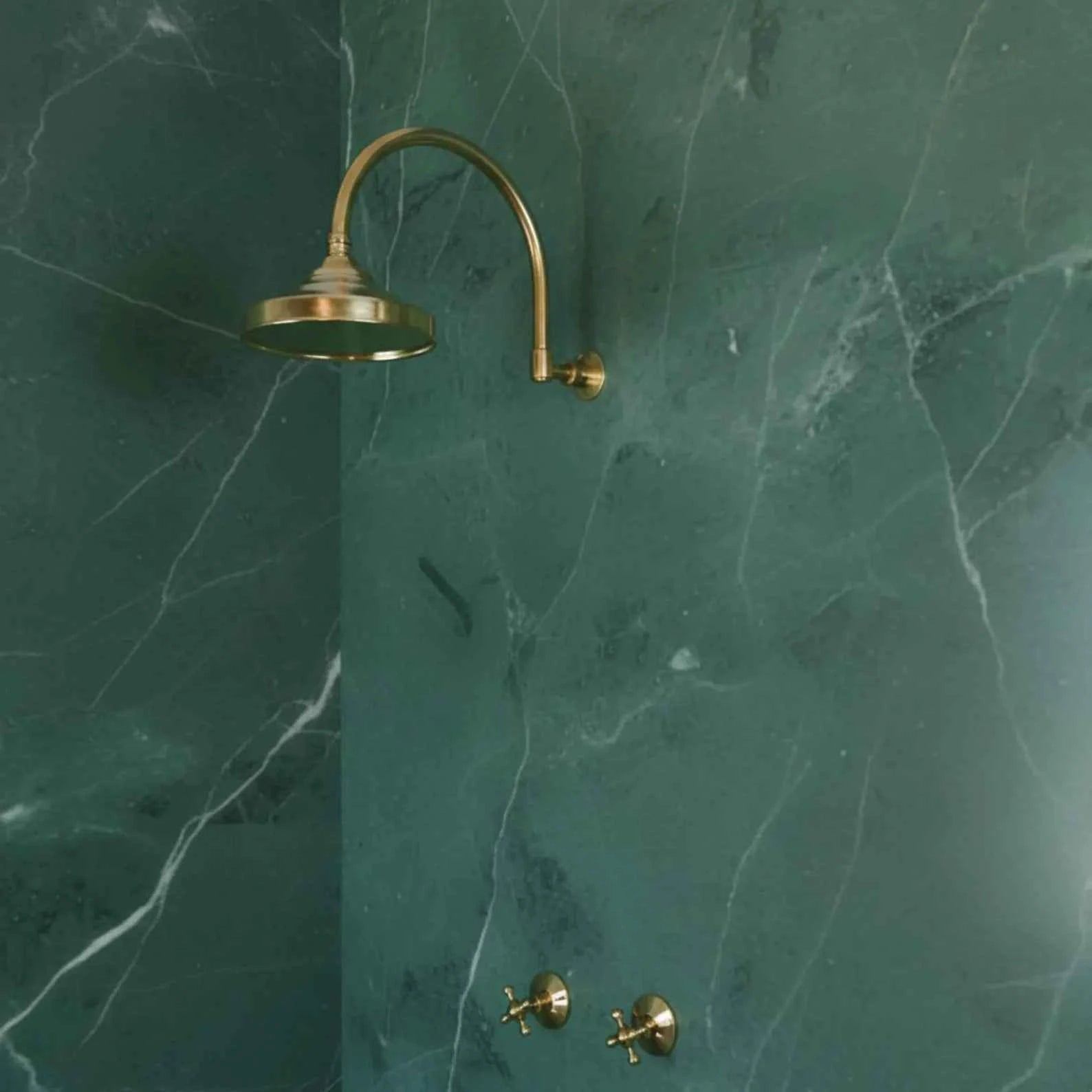 Unlacquered Solid Brass Shower Head and Arm – Round Rainfall Bathroom Shower Set | HANSA HANDICRAFT