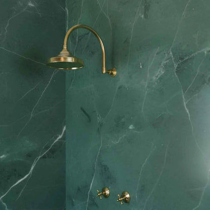 Unlacquered Solid Brass Shower Head and Arm – Round Rainfall Bathroom Shower Set | HANSA HANDICRAFT