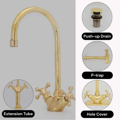 Unlacquered Brass Vanity Sink Faucet, Antique Brass Bathroom Single Hole Faucet – HANSA HANDICRAFT