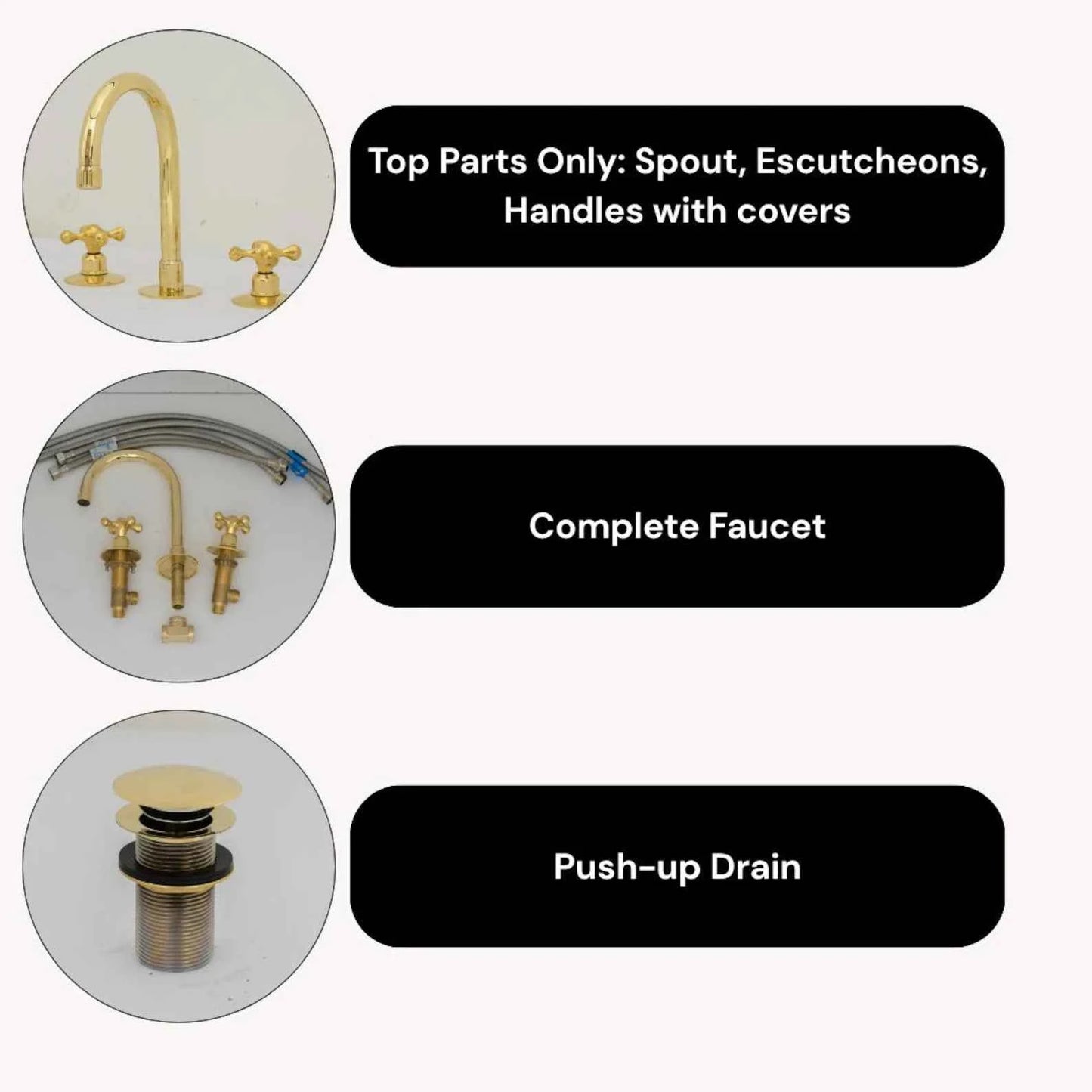Widespread 3-Hole Solid Unlacquered Brass Faucet | Deck Mount Vanity Sink Faucet | Antique Brass Bathroom Tap – HANSA HANDICRAFT