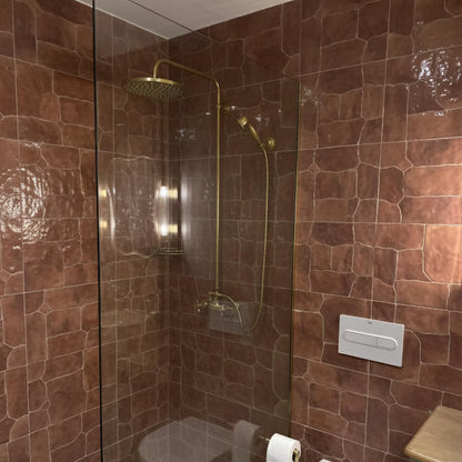 3. Vintage Unlacquered Brass Outdoor Shower with Rainfall and Handheld Sprayer – HANSA HANDICRAFT