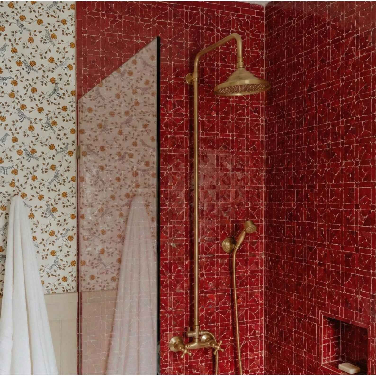 3. Vintage Unlacquered Brass Outdoor Shower with Rainfall and Handheld Sprayer – HANSA HANDICRAFT