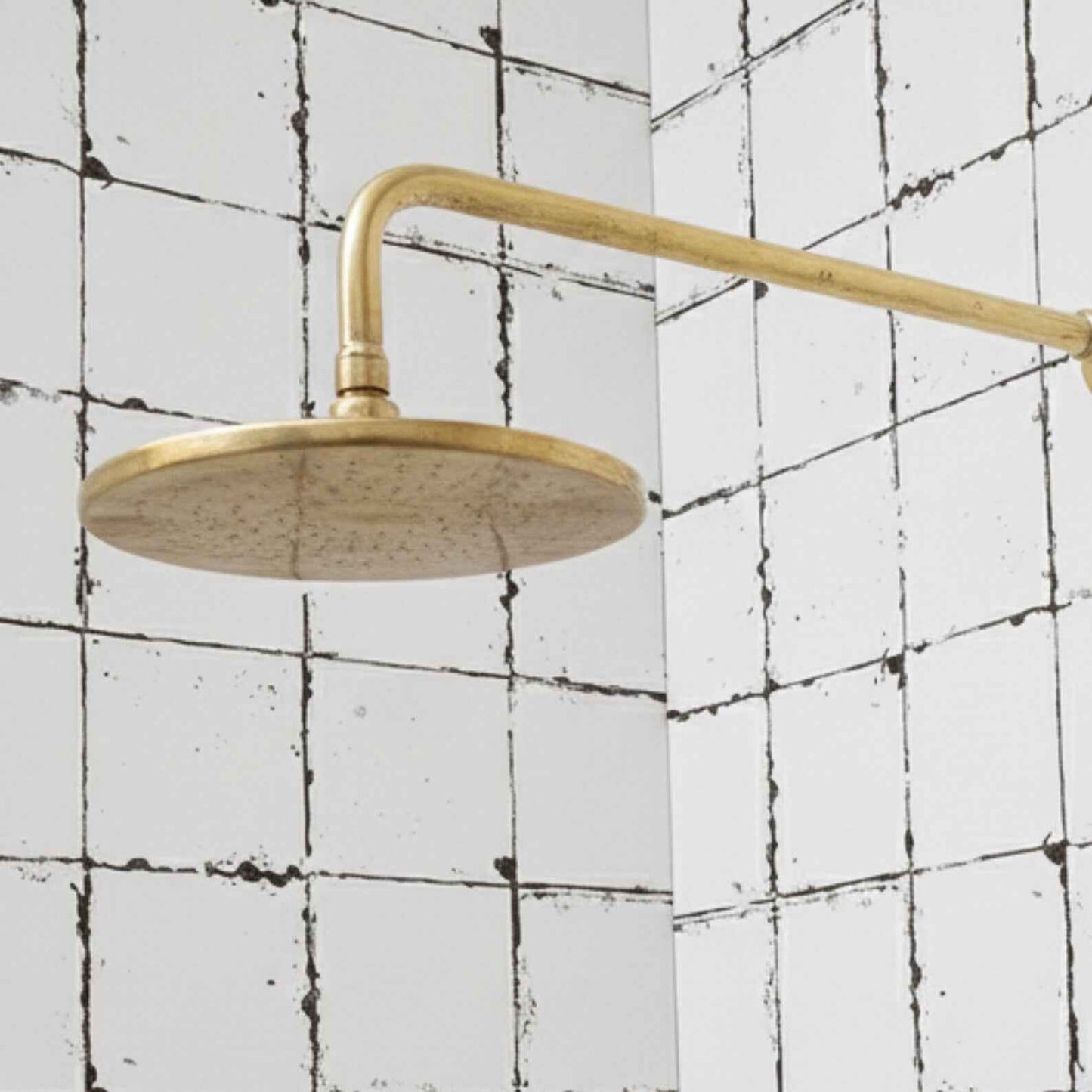 Unlacquered Solid Brass Rainfall Shower Head & Arm Set | Round Bathroom Shower Fixture – HANSA HANDICRAFT