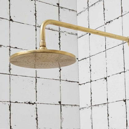 Unlacquered Solid Brass Rainfall Shower Head & Arm Set | Round Bathroom Shower Fixture – HANSA HANDICRAFT