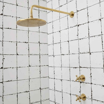 Unlacquered Solid Brass Rainfall Shower Head & Arm Set | Round Bathroom Shower Fixture – HANSA HANDICRAFT