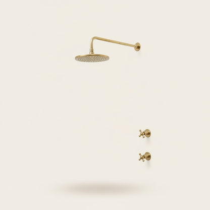 Unlacquered Solid Brass Rainfall Shower Head & Arm Set | Round Bathroom Shower Fixture – HANSA HANDICRAFT