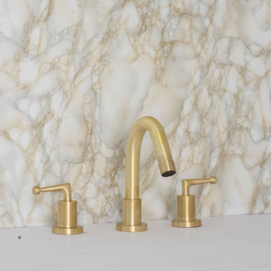 Unlacquered Brass Single Hole Faucet | Solid Brass Lever Handle Mixer Tap | Compact Bathroom Faucet – HANSA HANDICRAFT