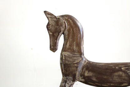 Vintage Wooden Decorative Sleek Horse Sculpture Natural Antique wooden horse