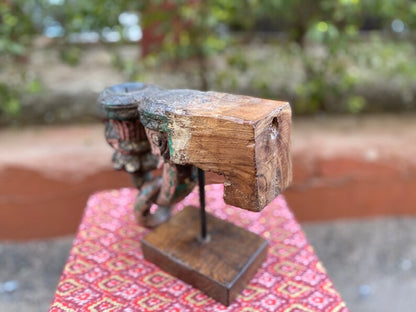 Candle stand Vintage Architectural Piece of the remains of an Old Wooden Door Salvaged Wooden Old Antique Wooden Carved Panel