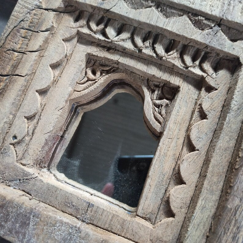 Old Indian Temple Mirror , Reclaimed Mirror, Antique Furniture, Home Decor.