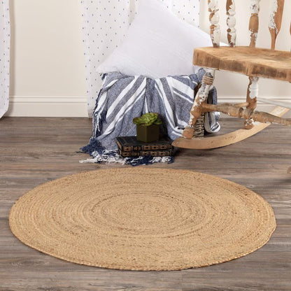 Hand-braided Natural round Jute Rug | 120cm jute round Rug / Natural Jute Round Rug, Bohemian/Boho / Circular Natural Rug 120 cm In Diameter