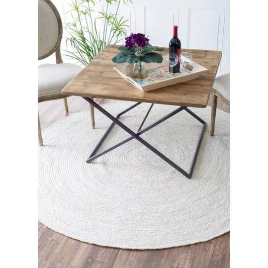 Hand-braided Natural round Jute Rug | 90cm jute round Rug / Natural Jute Round Rug, Bohemian/Boho / Circular Natural Rug 90 cm In Diameter