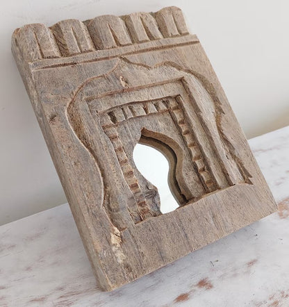 Old Indian Bleach Temple Mirror , Reclaimed Mirror, Antique Furniture, Home Decor / indiantemplemirror / wall hanging mirror frame.