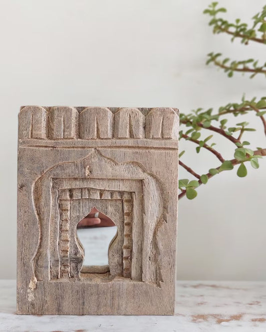 Old Indian Bleach Temple Mirror , Reclaimed Mirror, Antique Furniture, Home Decor / indiantemplemirror / wall hanging mirror frame.