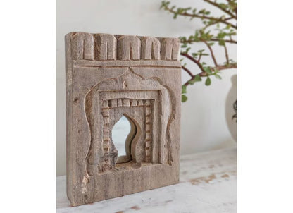 Old Indian Bleach Temple Mirror , Reclaimed Mirror, Antique Furniture, Home Decor / indiantemplemirror / wall hanging mirror frame.