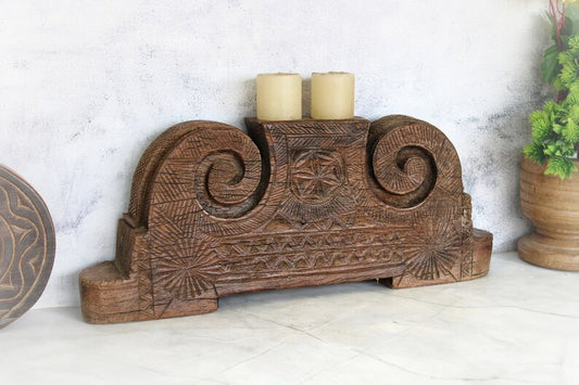 Old Vintage Handcrafted Wooden Candle Holder | Unique Candle Stand Old Collectible Decor Items Rustic home decor