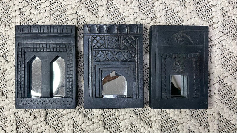 Wooden vintage Temple mirror frame (set of Three).