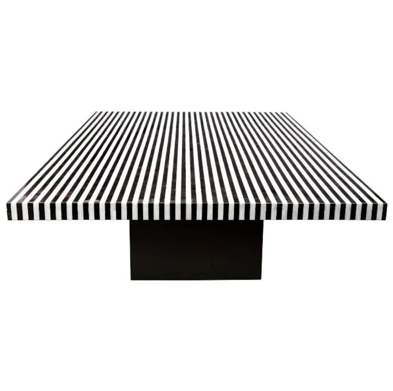 Bone Inlay Rectangle Coffee Table Strip Design