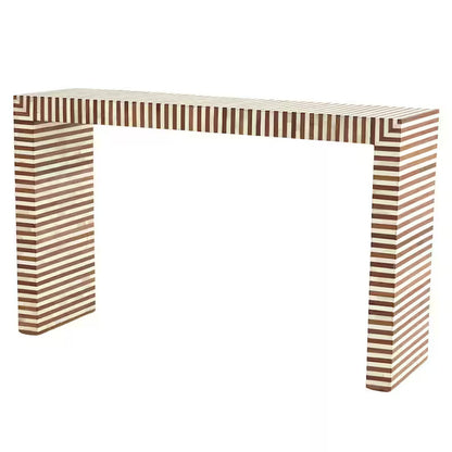 Handmade Studio a Sienna Waterfall Bone Inlay Console Table | Unique Exotic Design for Entryway, Living Room, and Dining Room Decor