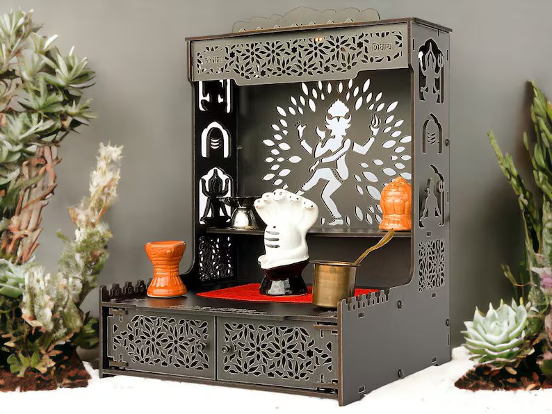 Home Office Diwali Decor Beautiful Wooden Pooja Stand for Home-Mandir Pooja Ghar