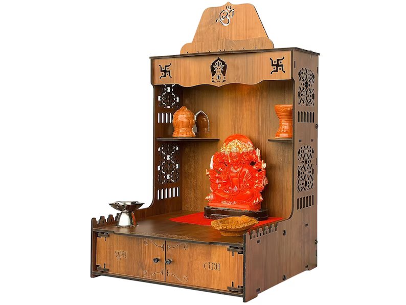 Home Office Diwali Decor Beautiful Wooden Pooja Stand for Home-Mandir Pooja Ghar