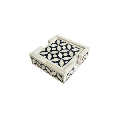 Bone Inlay Coaster set of 4 with holder Home decor