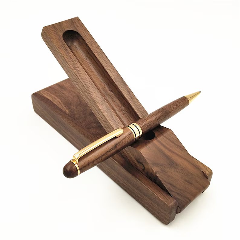 Walnut Pen Case, Wood Pen Set, Wood Pen Box, Wood Pen, Pen Stand, Fold Up Pen Display Holder ,Pen Holder for Desk, Graduation Gifts, Christmas Gifts