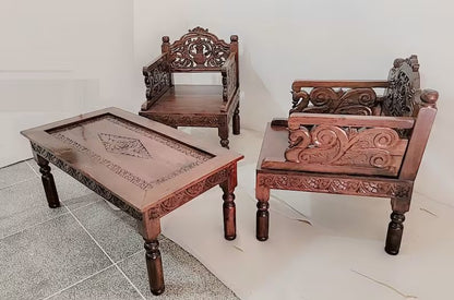 Indian handmade carved sofa sets / solid wood carved sofa sets with center table