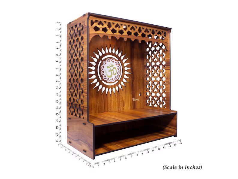 Home Office Beautiful Wooden Pooja Stand for Home/Mandir for Home/Temple Hindu God