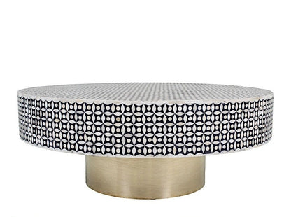 Bone Inlay Round Coffee Table for Home Centre Table by Hansa Handicraft