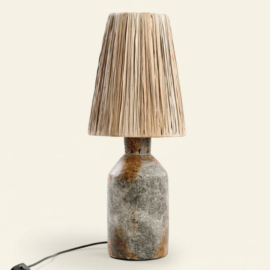 ITHAKA TABLE LAMP | ANTIQUE GREY + NATURAL