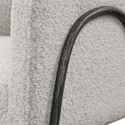 JACOBSEN BARREL CHAIR: IVORY-GREY BOUCLE