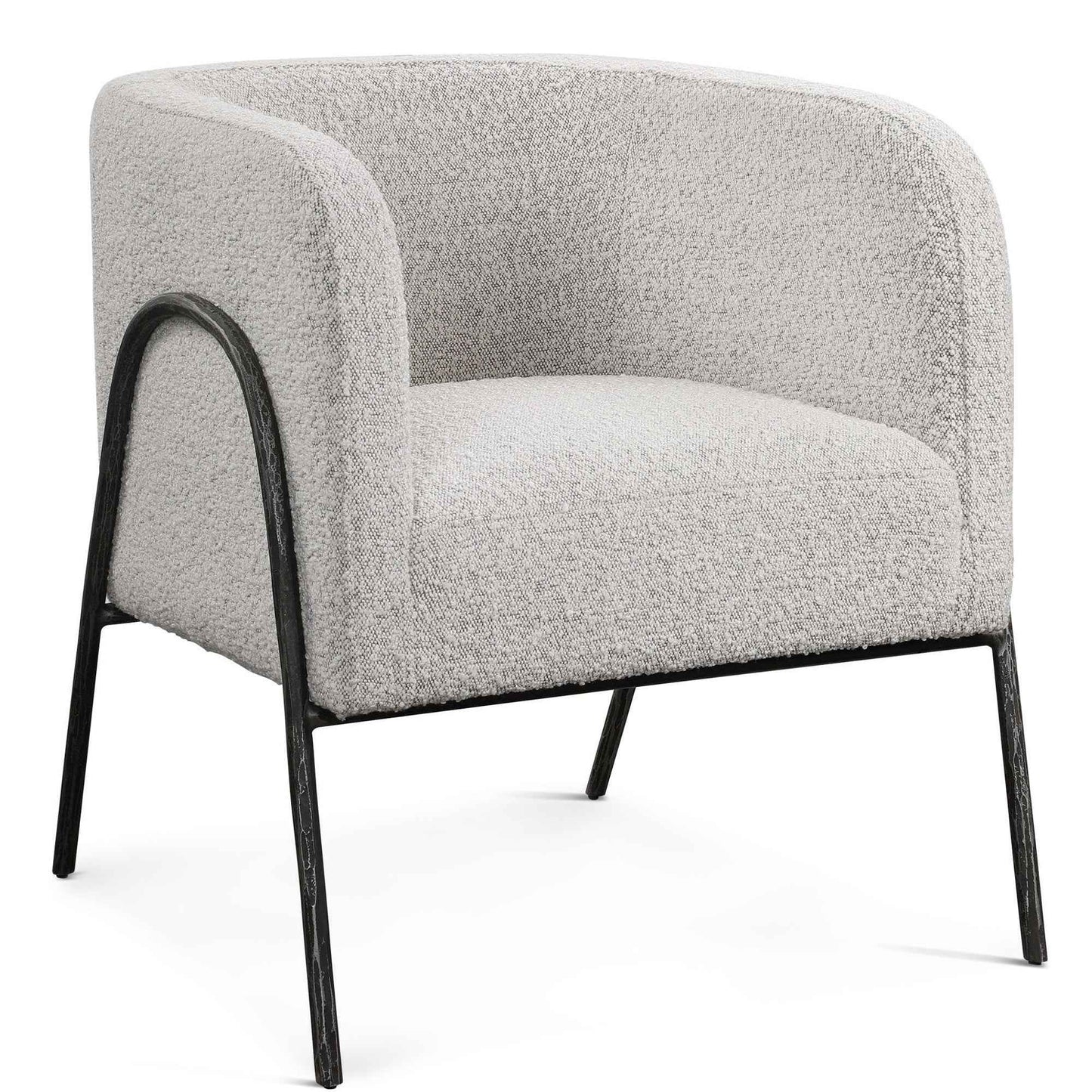JACOBSEN BARREL CHAIR: IVORY-GREY BOUCLE