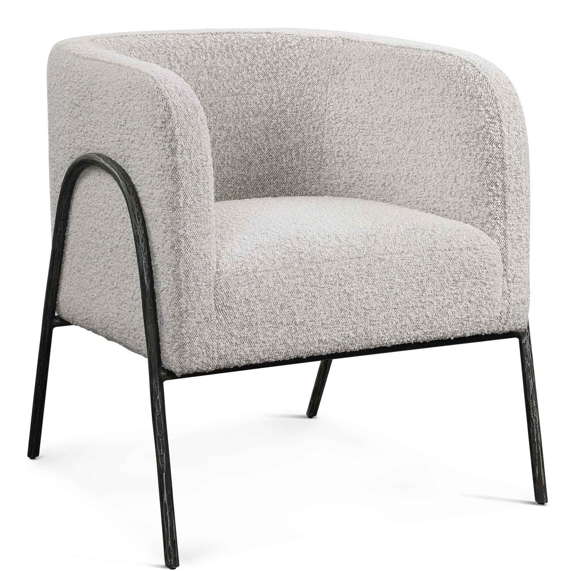 JACOBSEN BARREL CHAIR: IVORY-GREY BOUCLE