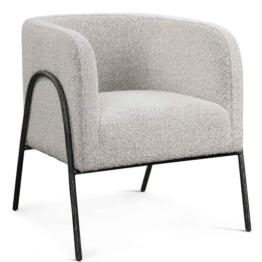 JACOBSEN BARREL CHAIR: IVORY-GREY BOUCLE