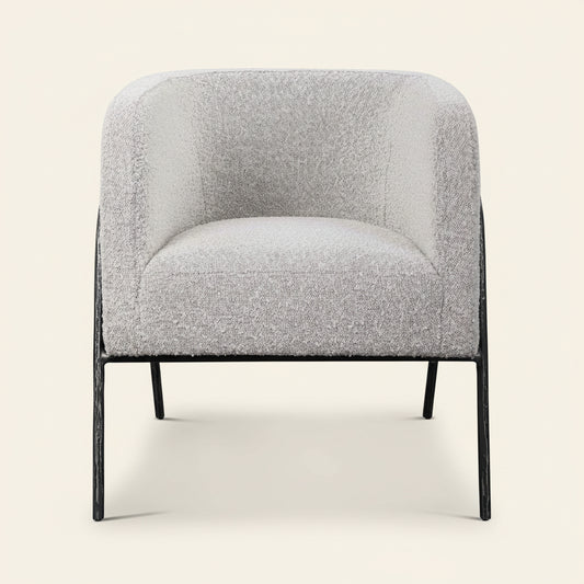 JACOBSEN BARREL CHAIR: IVORY-GREY BOUCLE
