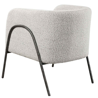 JACOBSEN BARREL CHAIR: IVORY-GREY BOUCLE