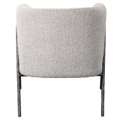 JACOBSEN BARREL CHAIR: IVORY-GREY BOUCLE